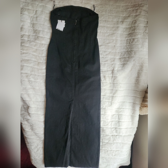 ZARA STRAPLESS FITTED DENIM DRESS FRAYED BLack  Sz L, XL XXL  BNWT - Picture 9 of 12